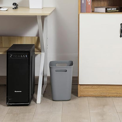 UUJOLY Plastic Small Trash Can Wastebasket, Garbage Container Basket for Bathrooms, Laundry Room, Kitchens, Offices, Kids Rooms, Dorms, 3.5 Gallon, Grey, 3 Pack