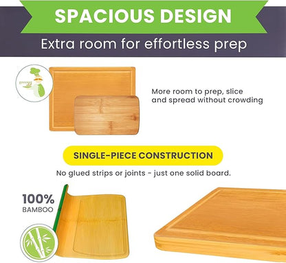 20 Inch Bamboo Wood Cutting Board Featuring Super-Sized Glue-Free Surface™ – Heavy Duty Butcher Block for Safe Meal Prep, Chopping & Carving with Lifetime Replacements - Rectangle - Image 3