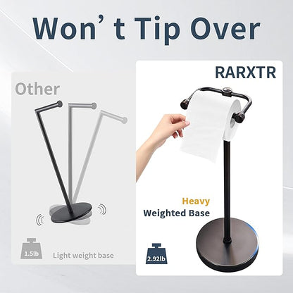 RARXTR Toilet Paper Holder Stand, Post Pivoting Design Free Standing Toilet Paper Holder, SUS304 Stainless Steel Toilet Paper Roll Holder, Heavy Stable Base (Oil Rubbed Bronze)