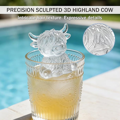 Mini Highland Cow Shape Mold, 3D Highland Cow Ice Cube Mold for Whiskey, Cocktails & Chocolate, Fun Novelty Gift for Friends