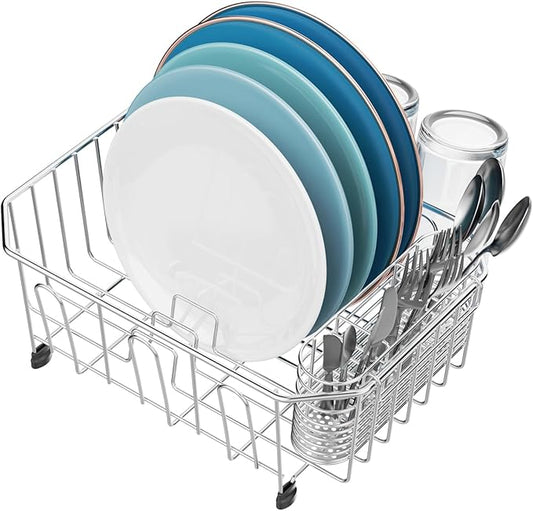 GSlife Mini in Sink Dish Drying Rack - Stainless Steel Small Dish Drainer for RV Kitchen Apartment Sink, 9.5" W x 13.4" L by GSlife