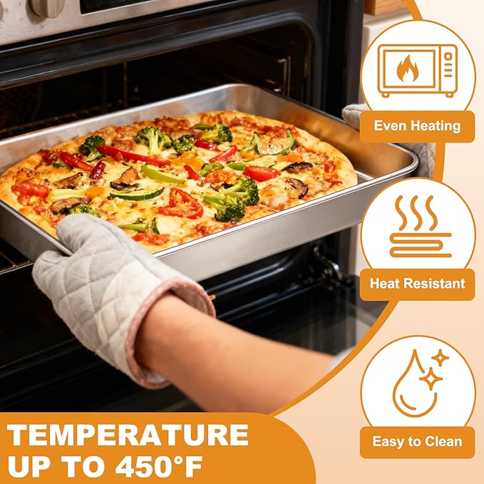 Stainless Steel Baking Pan with Lid, 12⅓ x 9¾ x 2 Inch Deep Rectangle Cake Pans with Cover for Cakes, Brownies, Cookies, Deep Side & Heavy Duty,Dishwasher & fridge & Oven Safe(2 Pans + 2 Lids) - Image 7