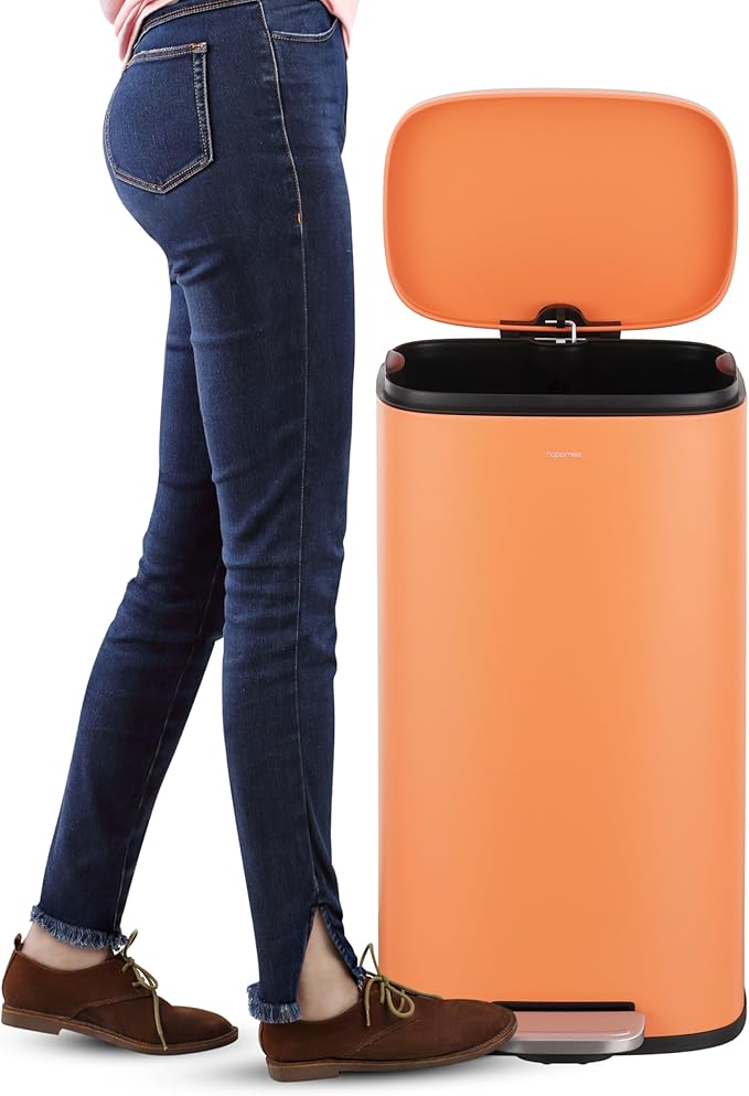 happimess HPM1011K Curtis 8-Gallon Step-Open Trash Can, Carrot Cake,with Soft-Close Lid, Fingerprint Resistant, Modern, Minimalistic for Home, Kitchen, Laundry Room, Office, Bedroom, Bathroom - Image 6