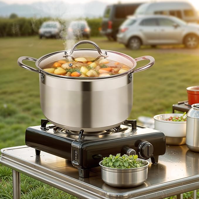 Kirecoo Stainless Steel Stock Pot - 5 Quart Heavy Duty Induction Cooking Pot with Visible Lid for Pasta, Soup, Spaghetti, Nonstick Thick Bottom Big Stockpot, Deep Cookware for Canning, Boiling, Simmer - Image 5