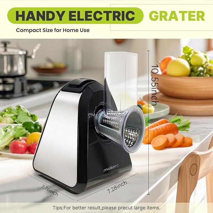 Mokero 5 in 1 Electric Cheese Grater for Block Cheese, Kitchen Automatic Cheese Shredder & Salad Shooter, Easy to Clean Vegetable Chopper for Cheese,Cucumber, Potato, Carrots, Nut - Image 5