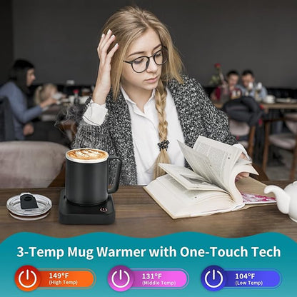 VOBAGA Coffee Mug Warmer & Mug Set for Desk - Auto Shut Off & 3 Heat Settings, Includes 15oz Stainless Steel Mug, Smart Coffee Cup Warmer, Home Office Essentials Coffee Set（Mug Included） - Image 2