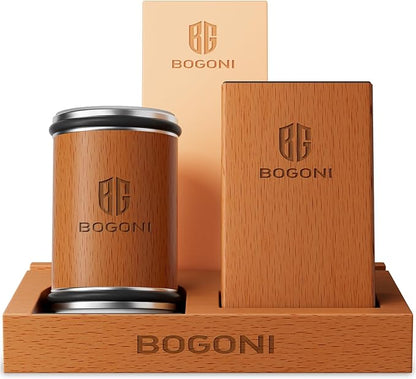 Rolling Knife Sharpener, Diamond & Ceramic Disc, 15° & 20° Magnetic Angle, Fast & Safe for Any Hardness, Sharpening Kit for Kitchen & Pocket Knives, Razor-Sharp Edge, Leather Strop, Premium Kit by BOGONI