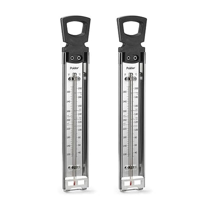 Polder Candy/Jelly/Deep Fry Thermometer, Stainless Steel, with Adjustable Sliding Pot Clip Attachment and Quick Reference Temperature Guide