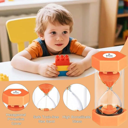 30 Minute Hourglass Sand Timer, Unbreakable Hexagon Sand Clock 30 Min, Reloj De Arena 30 Minutos,Plastic Colorful Hour Glass Sandglass for Classroom Games(Orange)