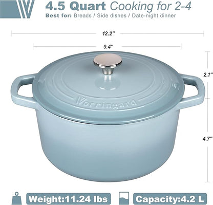 VORRINGARD Enameled Cast Iron Dutch Oven Pot with Lid, for Bread Baking, Round Bread Oven- include Sourdough Bread Baking Supplies set, 4.5QT, Sea Salt - Image 2