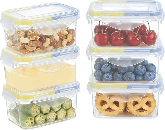 KIGI Small Plastic Food Storage Container for Snack, Lunch & Meal Prep, BPA-Free, Airtight lids, Rectangular Leak-Proof Mini Bento box, 6 oz / 0.75 Cup, 12 Piece Set