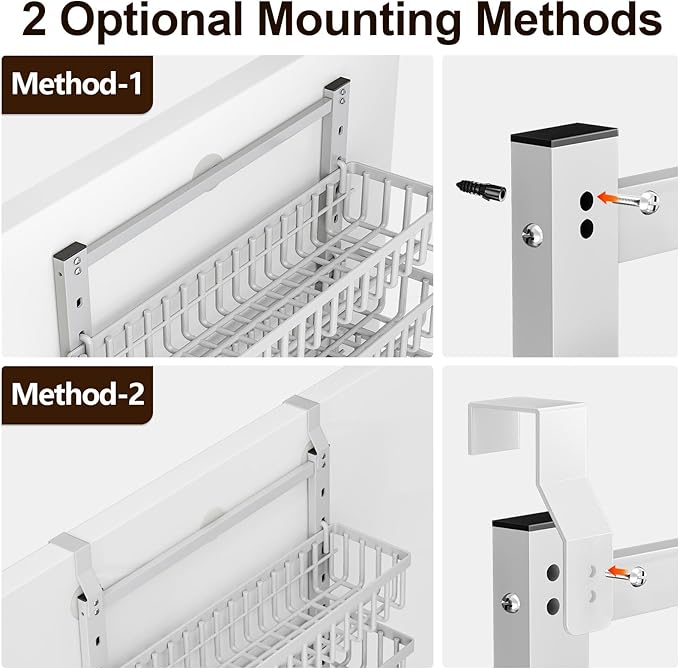 POKIPO 9 Tier Over The Door Pantry Organizer, 2 in 1 Wall Mount or Hanging Spice Rack with Adjustable Deep Basket, Heavy-Duty Seasoning Organizer and Storage for Kitchen Cabinet Closet Bathroom - Image 3