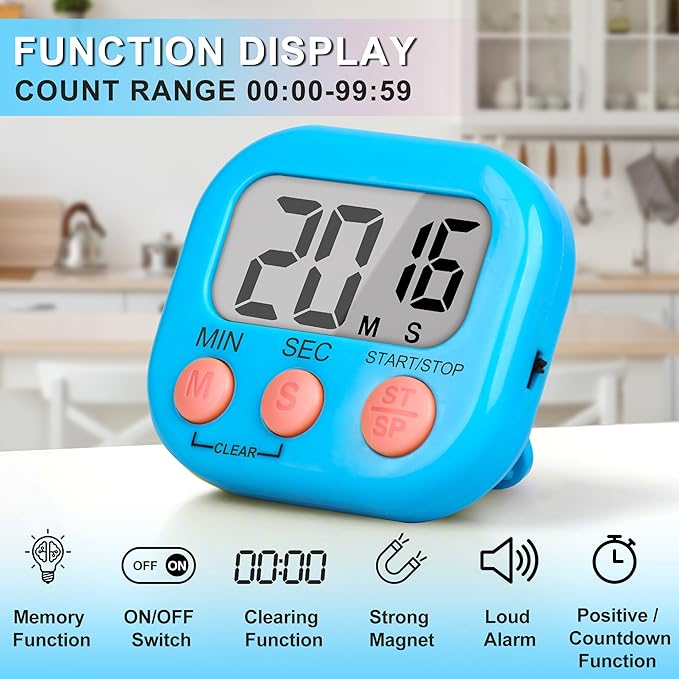 ZILLEEN Classroom Timer for Kids Teachers 4 Pack Digital Timers, Blue & White - Image 4