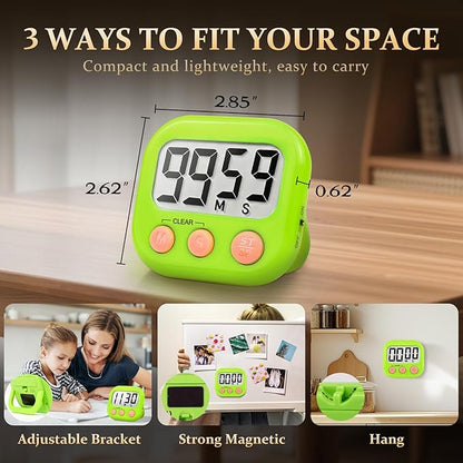 12 Pack Digital Kitchen Timer Small Classroom Timers for Kids Teachers (Orange&Green) - Image 4
