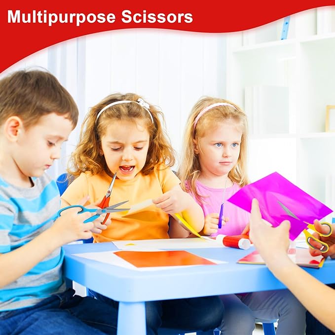 Scissors, Hnncugty 8" Scissors All Purpose Bulk Set of 6-Pack, Sharp Shears for Office Home Craft Sewing Fabric, High/Middle School Supplies Student Teacher Supplies, Comfort Grip Right/Left Handed - Image 5