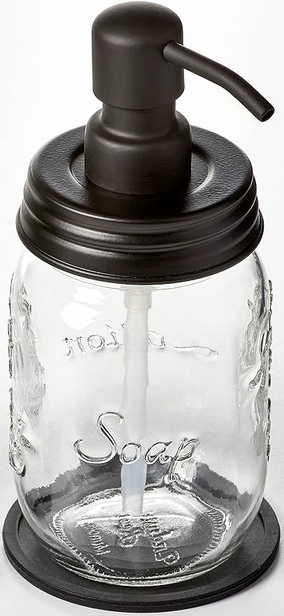 Mason Jar Soap and/or Lotion Dispenser for Hand Sanitizer, Liquid Soap or Hand/Body Lotion (Black, Single 16oz)
