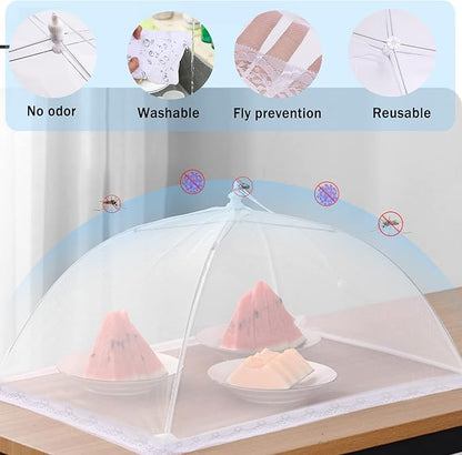 JULBEAR 4 Pcs Large and Tall Mesh Food Cover Tent Umbrella Food Screen Covers for Outside Pop-up Mesh Reusable Food Nets for Parties Picnics Outdoor BBQs Collapsible (2 Pcs 32"x24", 2 Pcs 17"x17") - Image 3