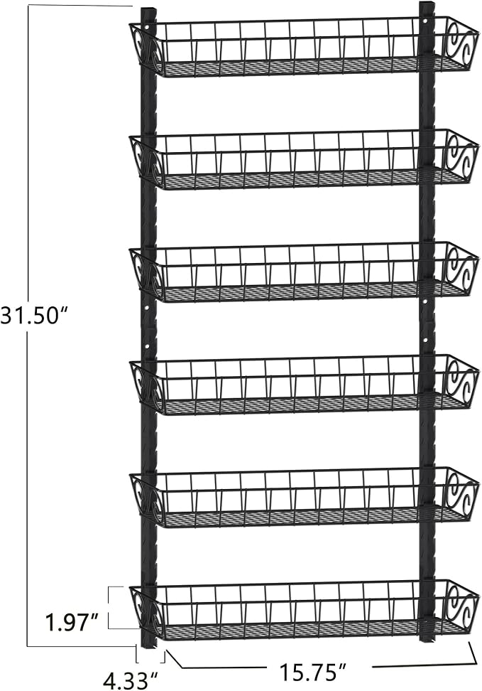 SWOMMOLY Adjustable Wall Mount Spice Rack, 6-Tier Dual-use (Multi-use) Organizer, Black - Image 6