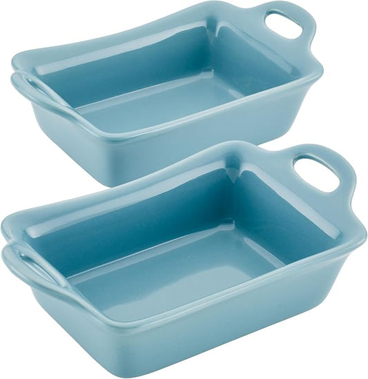 Rachael Ray Ceramics Au Gratin Set, Rectangular, Two 12-ounce, Agave Blue by RachaelRayKitchenware