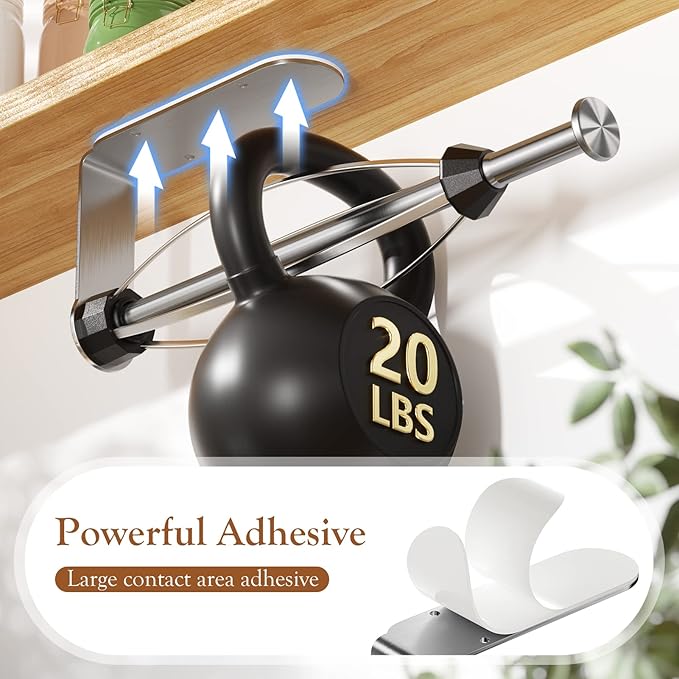 2 Pack Paper Towel Holder Under Cabinet + 2 Towel Robe Hook, Single Hand Operable Under Cabinet Paper Towel Holder, Adhesive Wall Mount Paper Roll Holder for Bathroom Kitchen(Silver) - Image 5
