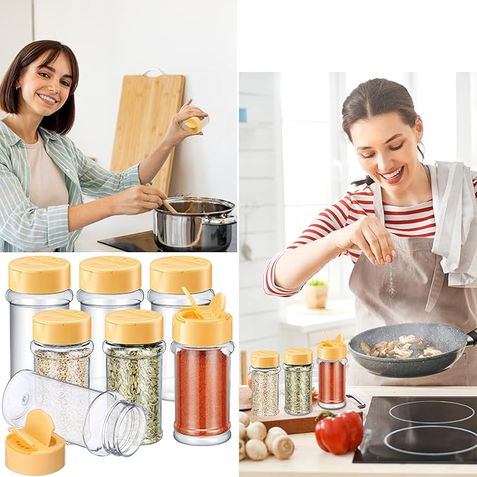 Eccliy 36 Pack 3 oz Clear Plastic Spice Jars with Label and Shaker Lids Empty Spice Bottles Seasoning Containers Seasoning Jars Shaker Condiment Pots for Pepper Herbs Powders (Wood Color) - Image 6