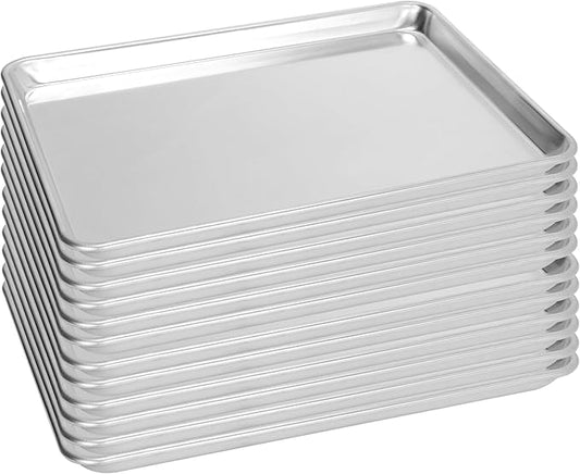 12 Pack Half Size Baking Sheet Pan, Aluminum Commercial Cookie Sheet Pan, Durable & Anti-Stick 18”x 13” by FSUON