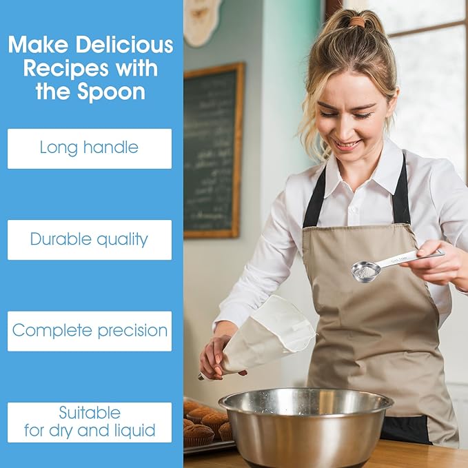 5 PCS Measuring Spoons Tablespoon Measuring Spoon 1/3 Tbsp (1 tsp | 5 ml | 1/6 oz) Stainless Steel Measurings Spoons for Kitchen Cooking Spoon(Silver)