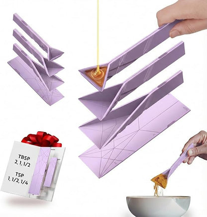 POLYGONS - Original Flat 3-in-1 Folding Measuring Spoons | 2 Spoons fold into 6 Sizes | Magnetic | DuraBend Tech lasts 100k+ folds | LeakProof for Wet & Dry | Gift Packaging | Baking/Cooking (Purple) by Polygons