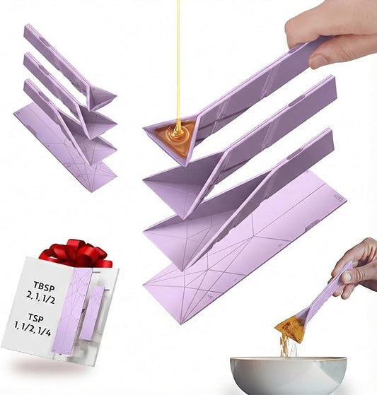 POLYGONS - Original Flat 3-in-1 Folding Measuring Spoons | 2 Spoons fold into 6 Sizes | Magnetic | DuraBend Tech lasts 100k+ folds | LeakProof for Wet & Dry | Gift Packaging | Baking/Cooking (Purple) by Polygons