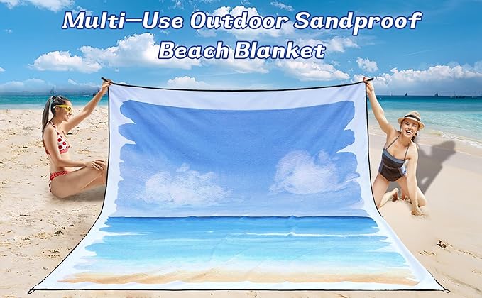 WIWIGO Beach Blanket Waterproof Sandproof Beach Mat 79" X 83"/10'x9'for 2-8 Adults Quick Drying Outdoor Picnic Mat Beach Accessories for Travel, Camping, Hiking - Image 6