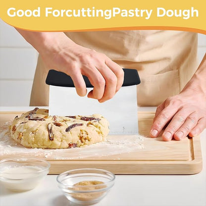 Bench Scraper, Stainless Steel Food Scraper Tool,Dough Scraper and Pastry Cutter With Scale,Food Chopper Baking Supplies Kitchen Gadgets - Image 6