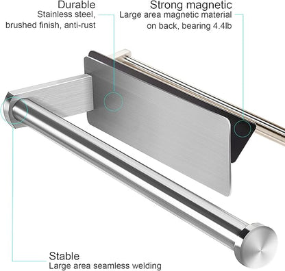 Paper Towel Holders Magnetic Steel Brushed Towel Roll Holders with Strong Magnetic Backing - Fit for Large Paper Towels-for Kitchen,Refrigerator,Grill,Toolbox,Garage,Shop - Image 2