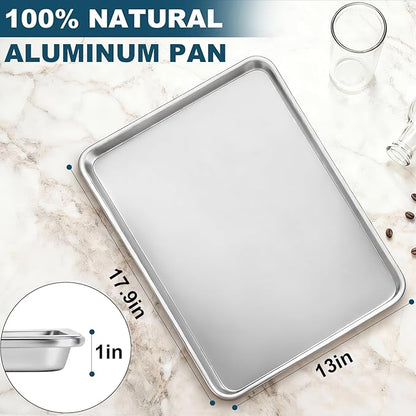 12 Pack Half Size Baking Sheet Pan Set, Aluminum Commercial Quality Cookie Sheet for Baking or Roasting, Large Thick Baking Tray Prevents Warping, 13" × 18" Cookie Tray Pan - Image 6