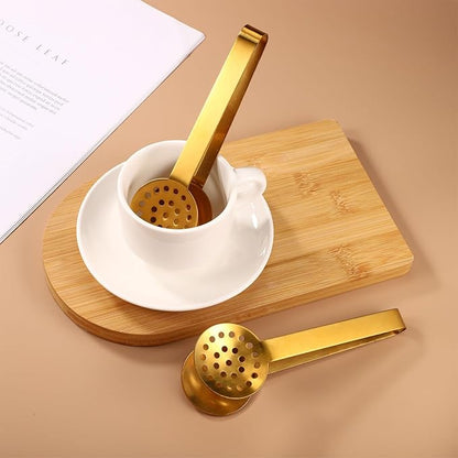2pcs Tea Bag Squeezer Tongs, Stainless Steel Tea Bag Dispenser Gripper Picker Accessories Premium Teabag Squeezer Strainers Clip for Tea Drinkers Gifts (Golden)