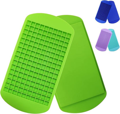 Silicone Mini Ice Cube Trays 2 Pack, 160 Small Ice Cube Molds Easy Release Crushed Ice Cube for Chilling Whiskey Cocktail, BPA Free Flexible Stackable and Durable Soft Mold Storage Containers (Green) by LeeYean