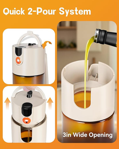 OURCABECUE Upgrade 2 in 1 Oil Sprayer for Cooking, 17oz Light-Blocking Glass Olive Oil Dispenser Bottle for Kitchen,Food-Grade Oil Mister with 8 Stickers for Salad, Frying (Brown Bottle-White Cap) - Image 7