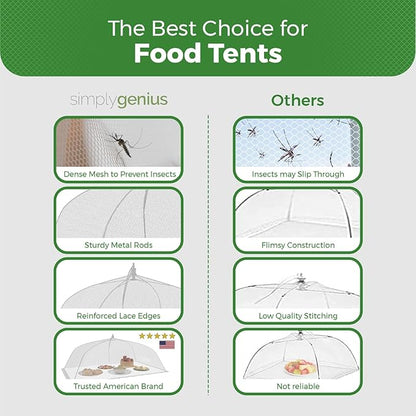 Simply Genius Mesh Food Covers for Outdoors - 2 Jumbo (39x24 in) & 4 Large (17x17 in), White Collapsible 6-Pack - Pop-Up Reusable Food Nets & Tents for Outdoor Serving & Picnics with Bug Protection - Image 3