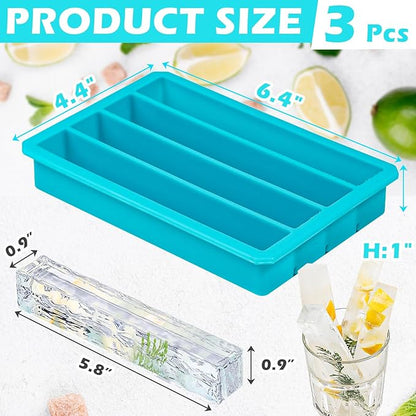 Webake Silicone Ice Cube Trays for Water Bottles Ice Cube Mold 12 Cavity, Easy Release Long Ice Cube Sticks For Bottled Beverage, Soda, Sport Drinks, Burritos Egg, Pack of 3