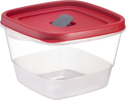 Tribello BPA-Free Plastic Food Storage Set, Red Vented Lids - Microwave, Dishwasher Safe: Perfect for Meal Prep, Leftovers, and Kitchen Organization (3 x 7-Cup)