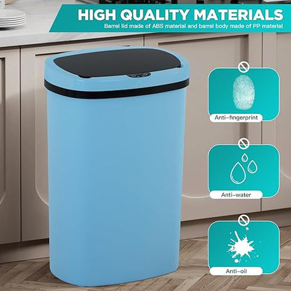 PayLessHere | 13 Gallon Plastic Trash Can | Blue | Automatic Touchless Lid with Motion Sensor | Kitchen Garbage Can with Waterproof Design | for Home, Office, Bathroom | Pack of 1 - Image 4