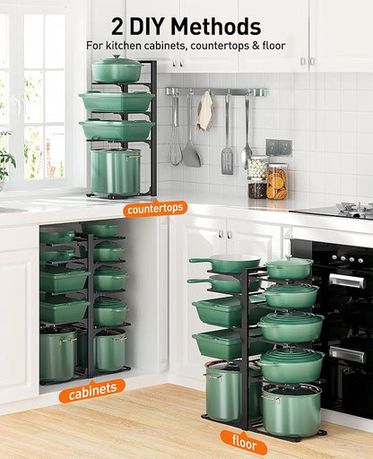 ORDORA 10-Tier Pots and Pans Organizer under Cabinet, Kitchen Cabinet Organizers and Storage, Heavy Duty Pots and Pan Storage Rack Organizer inside Cabinet, Adjustable - Image 4