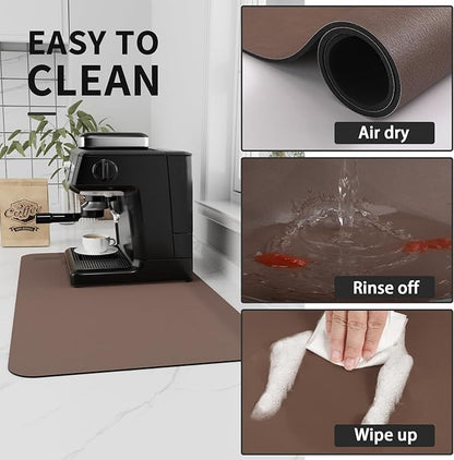 HotLive Coffee Mat - Absorbent Hide Stain Rubber Backed Dish Drying Mat for Kitchen Counter - Bar Mats for Countertops Accessories Fit Under Coffee Maker Espresso Machine - Image 4