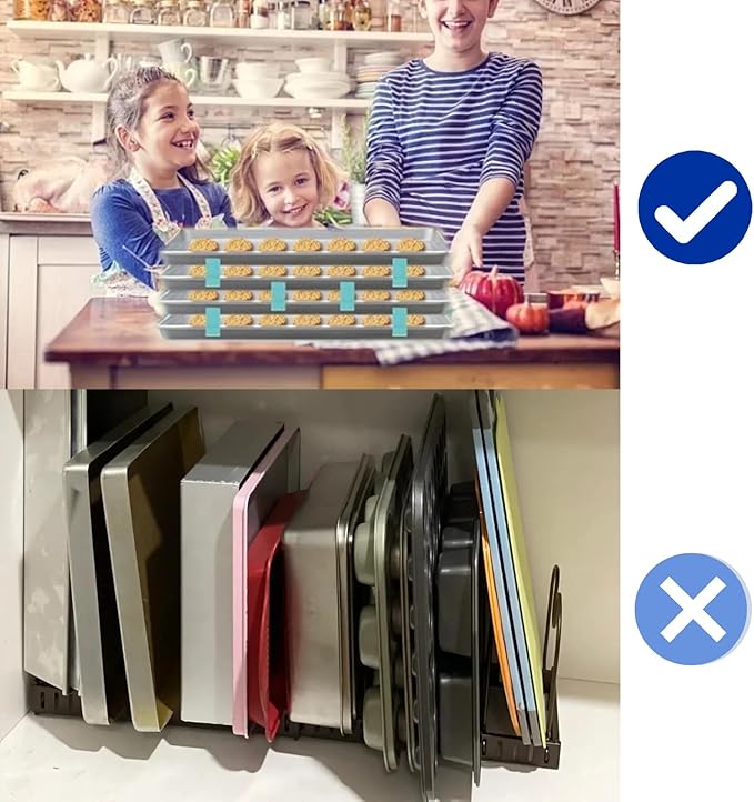 20 Piece Reusable Baking Tray Stacker, Space Saving Fixed Cookie Tray Stacker, Cookie Tray Baking Tray for Kitchen Baking (Blue)