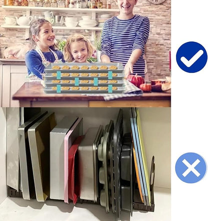 20 Piece Reusable Baking Tray Stacker, Space Saving Fixed Cookie Tray Stacker, Cookie Tray Baking Tray for Kitchen Baking (Blue)
