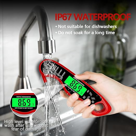 Meat Thermometer Digital，IP67 Waterproof Cooking Thermometer with Backlight, Calibration & Hold Function，Food Thermometer for Cooking,Outdoor Grilling - Image 6