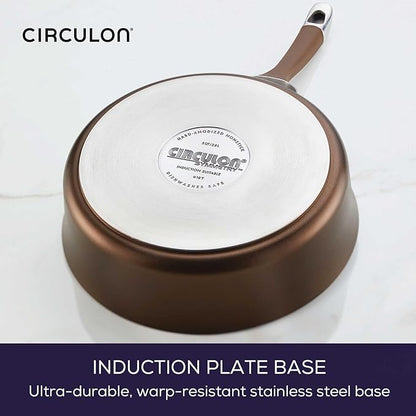 Circulon Symmetry Dishwasher Safe Hard Anodized Nonstick Cookware Pots and Pans Set, 11-Piece, Chocolate - Image 6
