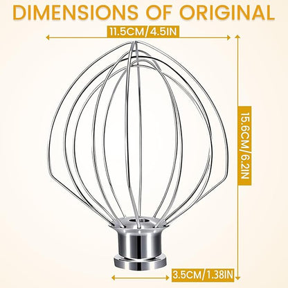 K45WW 6 Wire Whip for 4.5 5 QT KitchenAid Tilt-Head Stand Mixer，Whisk Attachment Fits Kitchen Aid, Compatible with Kitchen Aid Accessories K45,K45SS,KSM90,KSM110,KSM150 (Handwash Only)