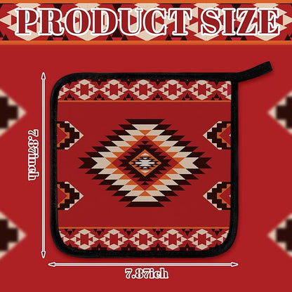 Bencailor 12 Pcs Pot Holders with Pocket Kitchen Hot Potholders Hot Pad Oven Mitts Cookie Bag Oven Gloves for Kitchen Gift Baking Cooking(Dark,Vintage)