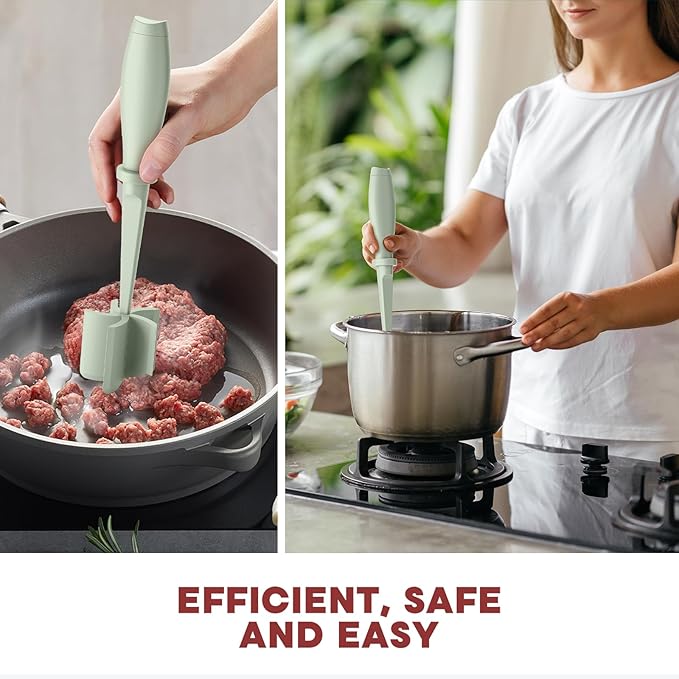 2Pcs Meat Chopper, Hamburger Grinder, Premium Heat Resistant Smasher for Ground Beef, Burger Grinder Nylon Potato Mix Tool-Green - Image 6