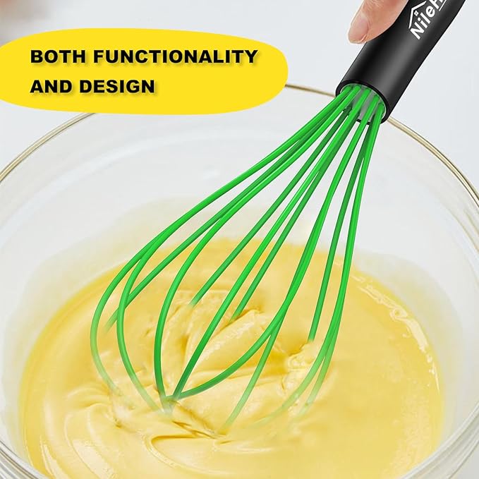 NileHome Silicone Whisk Set, 3 Pack Kitchen Whisk 10" Kitchen Wisk Wire Whisks for Cooking, Whisking, Blending, Beating, Stirring-Multicolor - Image 4